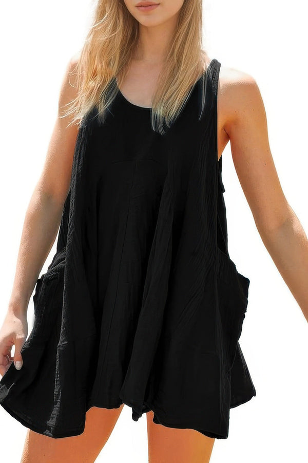 Solid A Line Pockets Low Back Knot Midi Dress - | SmartBuyApparel