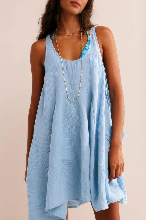 Solid A Line Pockets Low Back Knot Midi Dress - | SmartBuyApparel