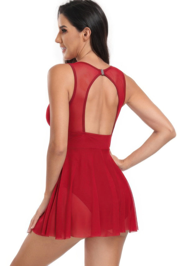 Solid Color Block Sleeveless Fit Ruffle Swimsuits - | SmartBuyApparel