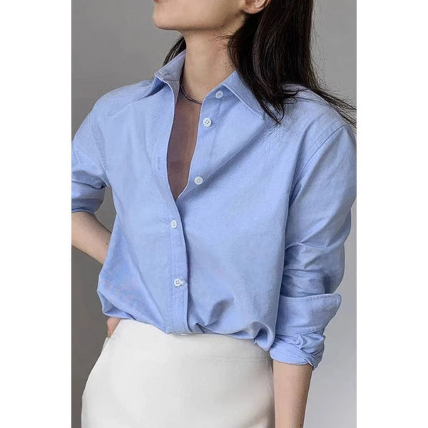 Solid Drop Shoulder Button Up Loose Shirt - Women's shirt - SmartBuyApparel