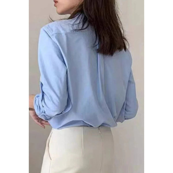 Solid Drop Shoulder Button Up Loose Shirt - Women's shirt - SmartBuyApparel