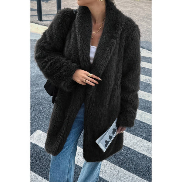Solid Fluffy Faux Fur Shaggy Long Body Outwear - Women's outerwear - SmartBuyApparel