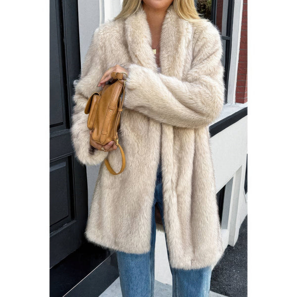 Solid Fluffy Faux Fur Shaggy Long Body Outwear - Women's outerwear - SmartBuyApparel
