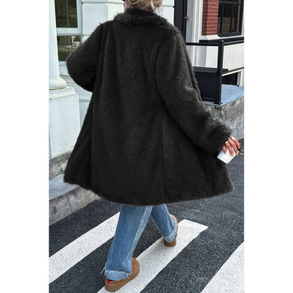 Solid Fluffy Faux Fur Shaggy Long Body Outwear - Women's outerwear - SmartBuyApparel