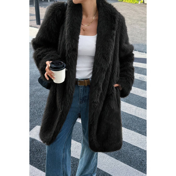 Solid Fluffy Faux Fur Shaggy Long Body Outwear - Women's outerwear - SmartBuyApparel