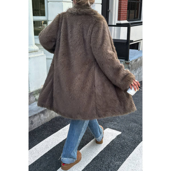 Solid Fluffy Faux Fur Shaggy Long Body Outwear - Women's outerwear - SmartBuyApparel