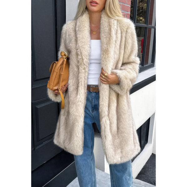 Solid Fluffy Faux Fur Shaggy Long Body Outwear - Women's outerwear - SmartBuyApparel