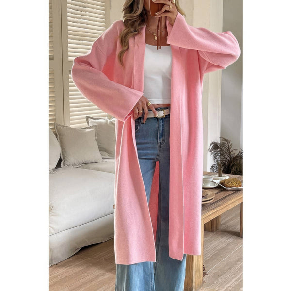 Solid Open Front Knit Long Body Cardigan - Cardigan - SmartBuyApparel
