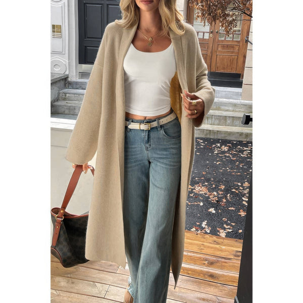 Solid Open Front Knit Long Body Cardigan - Cardigan - SmartBuyApparel