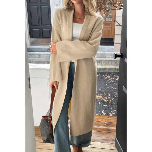 Solid Open Front Knit Long Body Cardigan - Cardigan - SmartBuyApparel