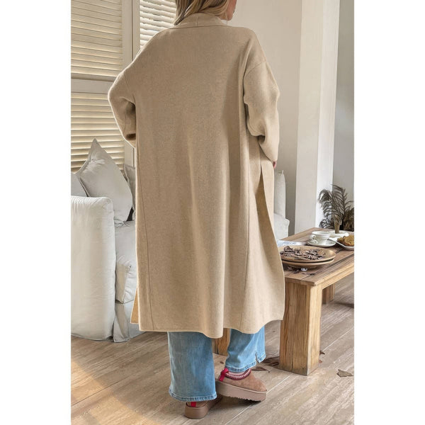 Solid Open Front Knit Long Body Cardigan - Cardigan - SmartBuyApparel