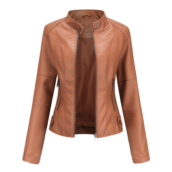 Spring Autumn Faux Leather Jacket Zipper Basic Coat Moto Biker Casual Pu Outwear Fashion Female Jacket - SmartBuyApparel - 