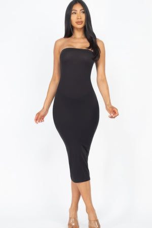 Strapless Tube Bodycon Midi Dress - Dress - SmartBuyApparel
