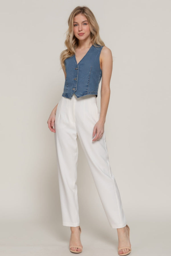 Stretch Denim Vest - Vest - SmartBuyApparel
