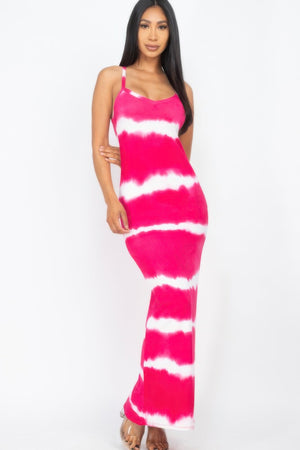 Stripe Tie - dye Printed Maxi Dress - Dress - SmartBuyApparel