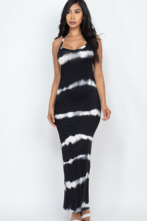 Stripe Tie - dye Printed Maxi Dress - Dress - SmartBuyApparel