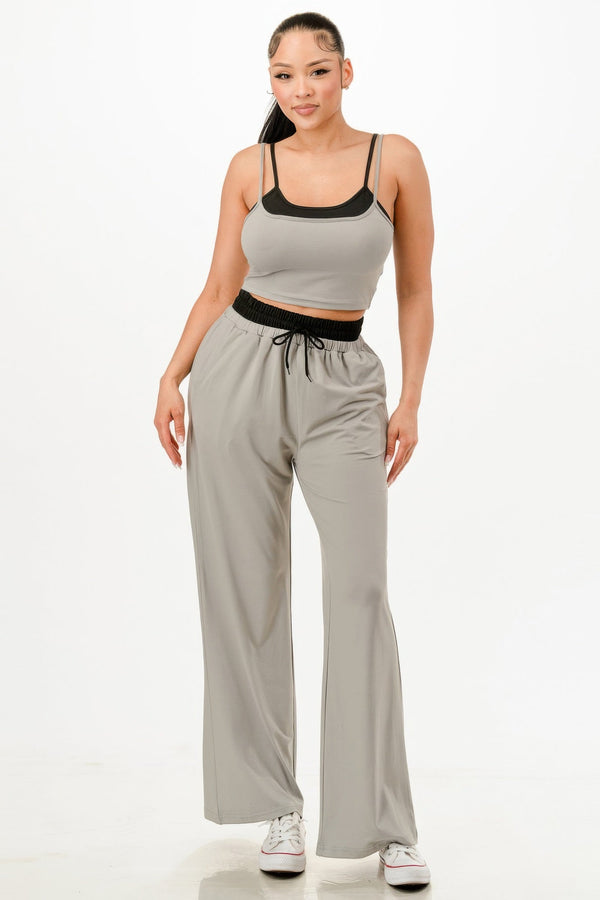 Tank Top And Sweatpants Set - Set - SmartBuyApparel