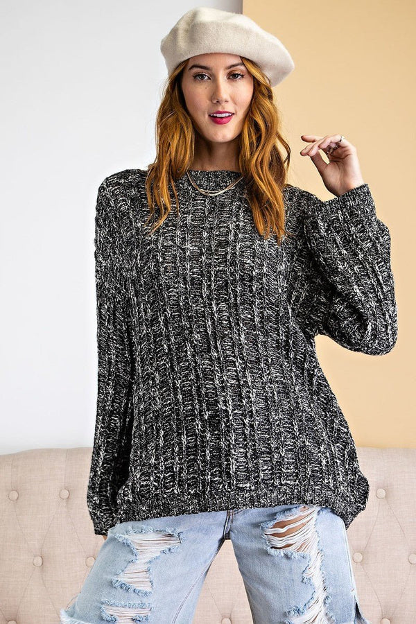 Textured Knitted Sweater - Women's sweater - SmartBuyApparel