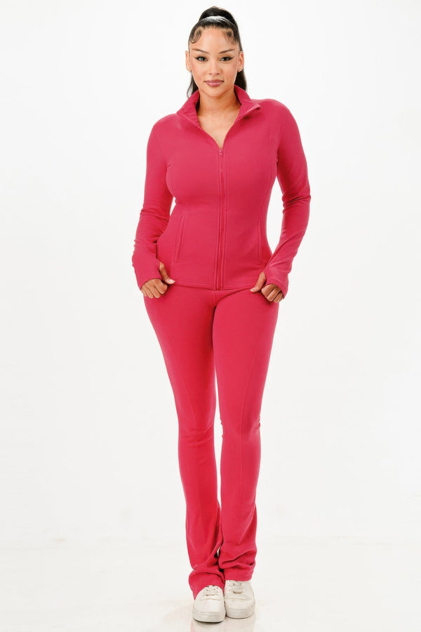 Thermal Active Wear Jacket With Flare Pants Set - Set - SmartBuyApparel