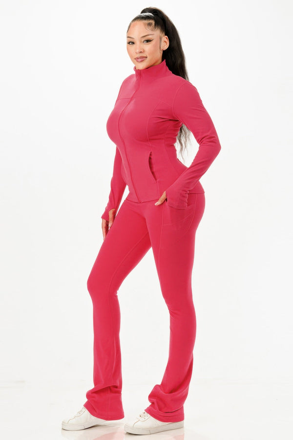Thermal Active Wear Jacket With Flare Pants Set - Set - SmartBuyApparel