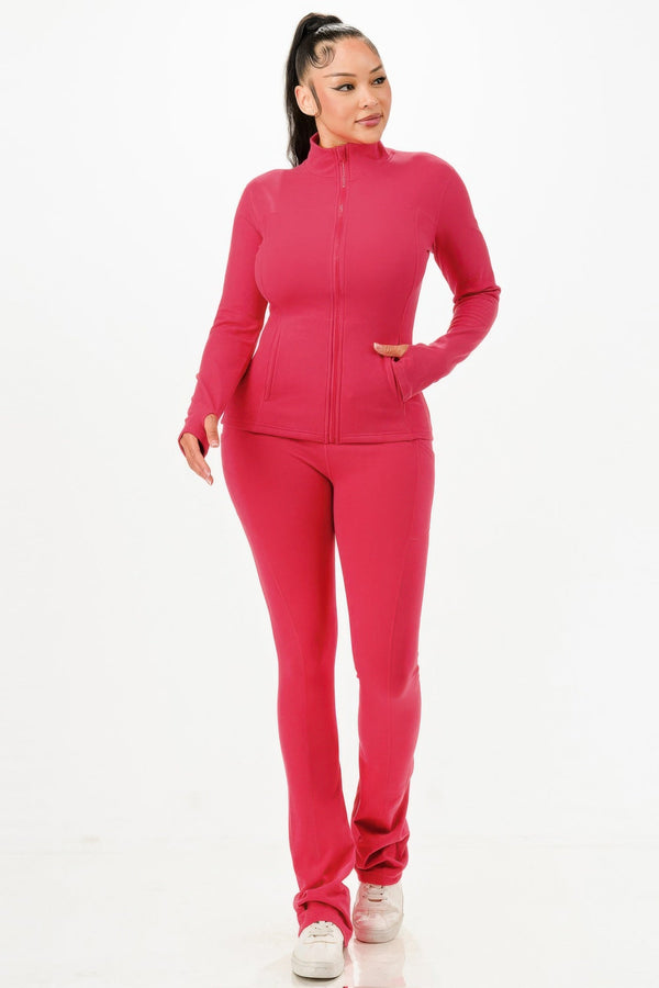Thermal Active Wear Jacket With Flare Pants Set - Set - SmartBuyApparel