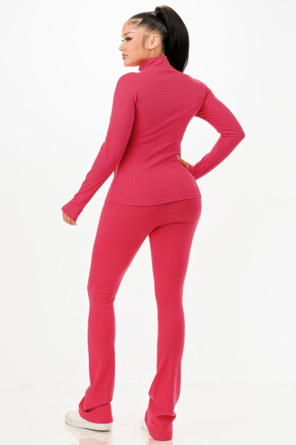 Thermal Active Wear Jacket With Flare Pants Set - Set - SmartBuyApparel