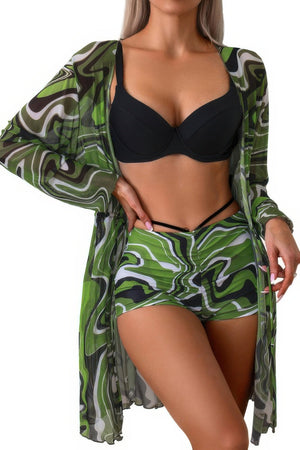 Three Piece Push Up High Waisted Kimono Swimsuit - | SmartBuyApparel