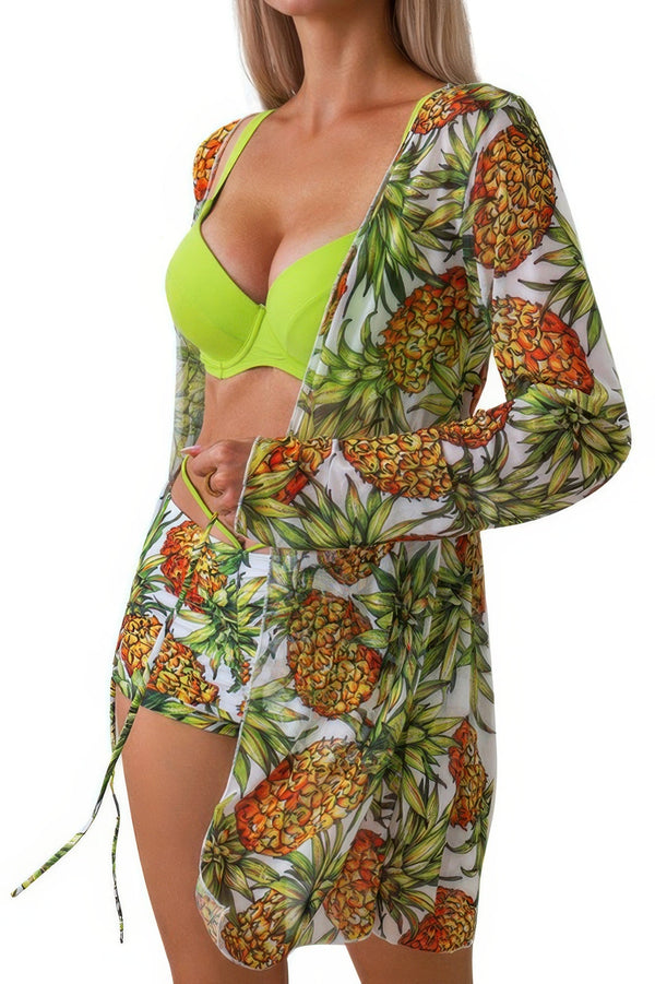 Three Piece Push Up High Waisted Kimono Swimsuit - | SmartBuyApparel