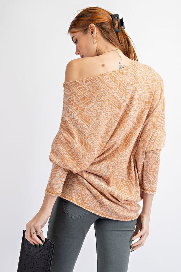 Tribal Printed Knit Top - Women's top - SmartBuyApparel