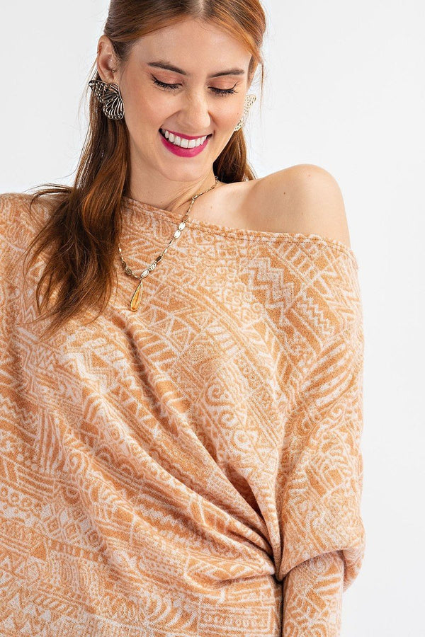 Tribal Printed Knit Top - Women's top - SmartBuyApparel