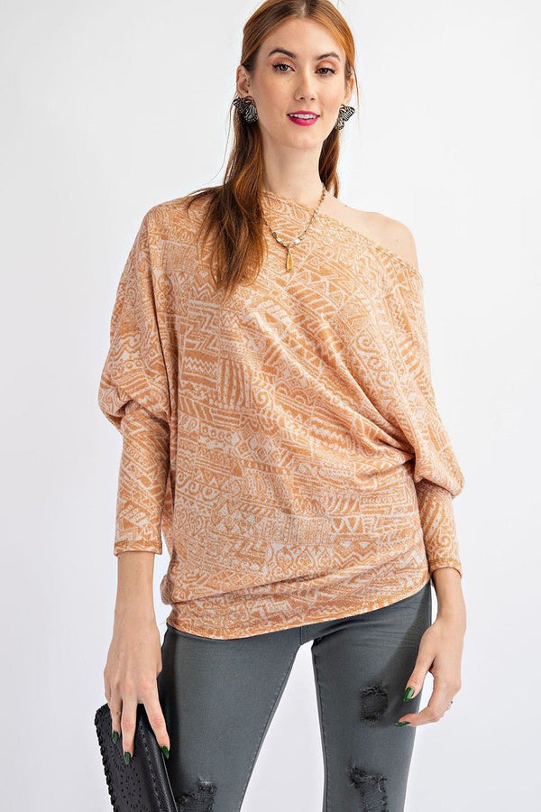 Tribal Printed Knit Top - Women's top - SmartBuyApparel