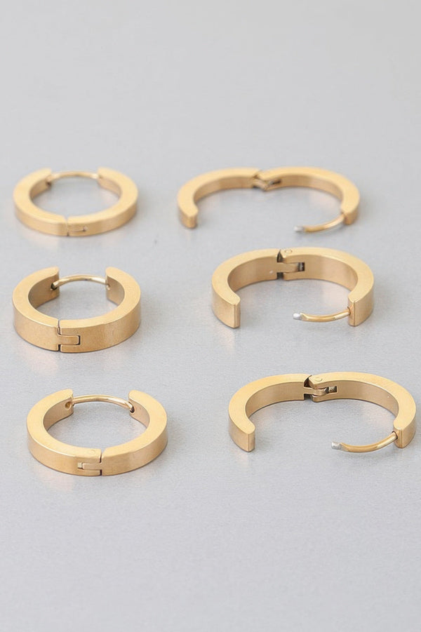 Triple Modern Hoop Earrings - | SmartBuyApparel