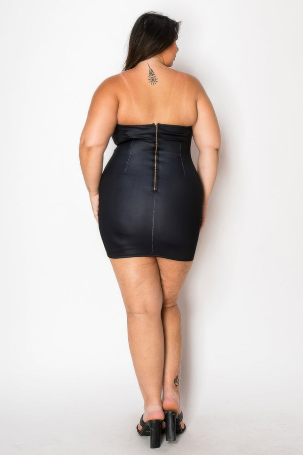 Tube Bodycon Mini Dress With Floral Print Front - Dress - SmartBuyApparel