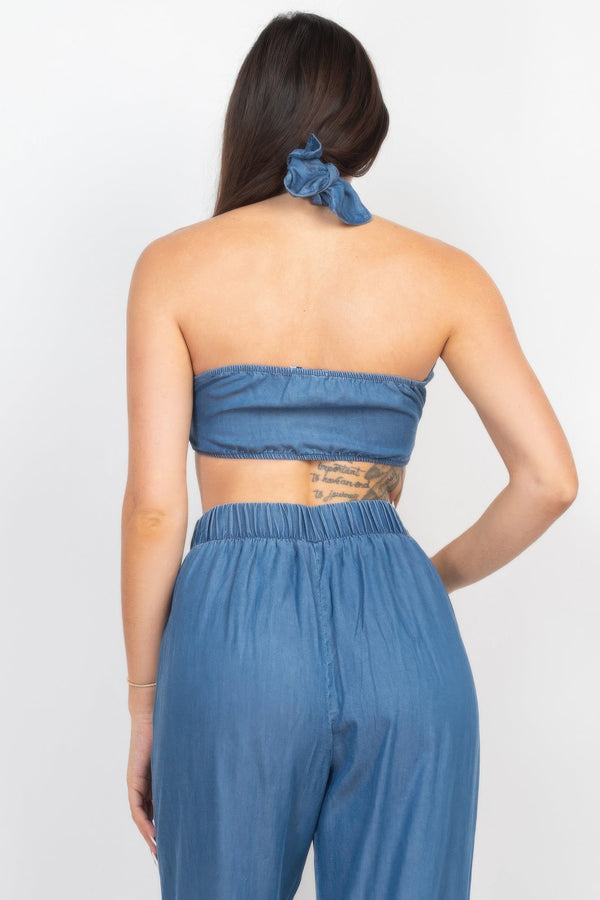 Tube Tied Top & Wide Pants Set - | SmartBuyApparel