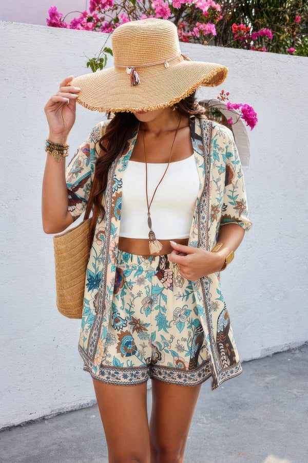 Two Pieces Allover Print Shirt And Short Sets - | SmartBuyApparel