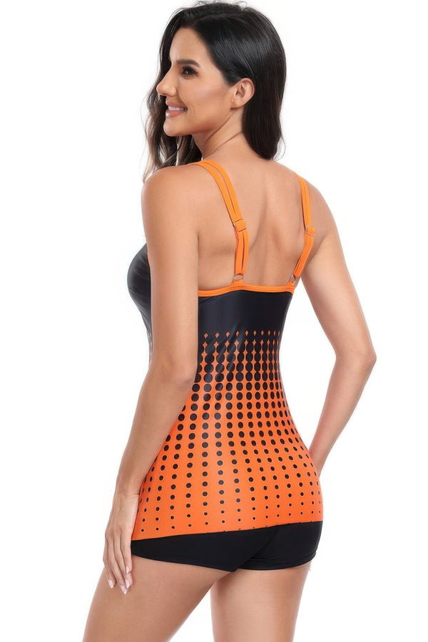 Two Pieces Dot Print Sleeveless Fit Swimsuits - | SmartBuyApparel