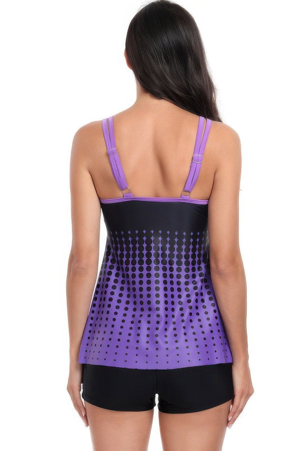 Two Pieces Dot Print Sleeveless Fit Swimsuits - | SmartBuyApparel