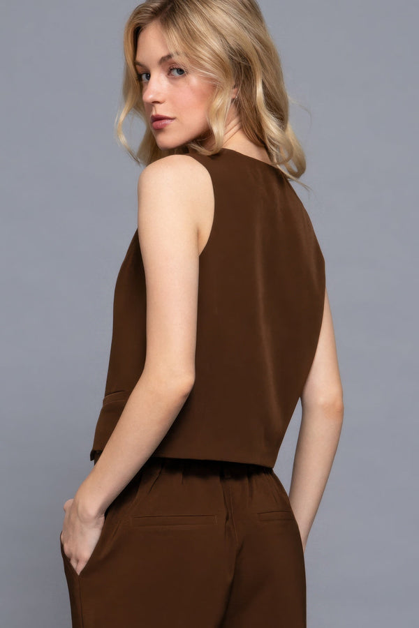 V - neckline W/front Button Closure Vest - Vest - SmartBuyApparel