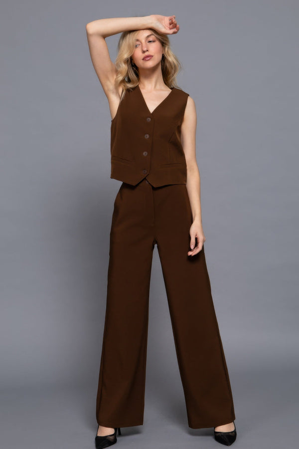 V - neckline W/front Button Closure Vest - Vest - SmartBuyApparel