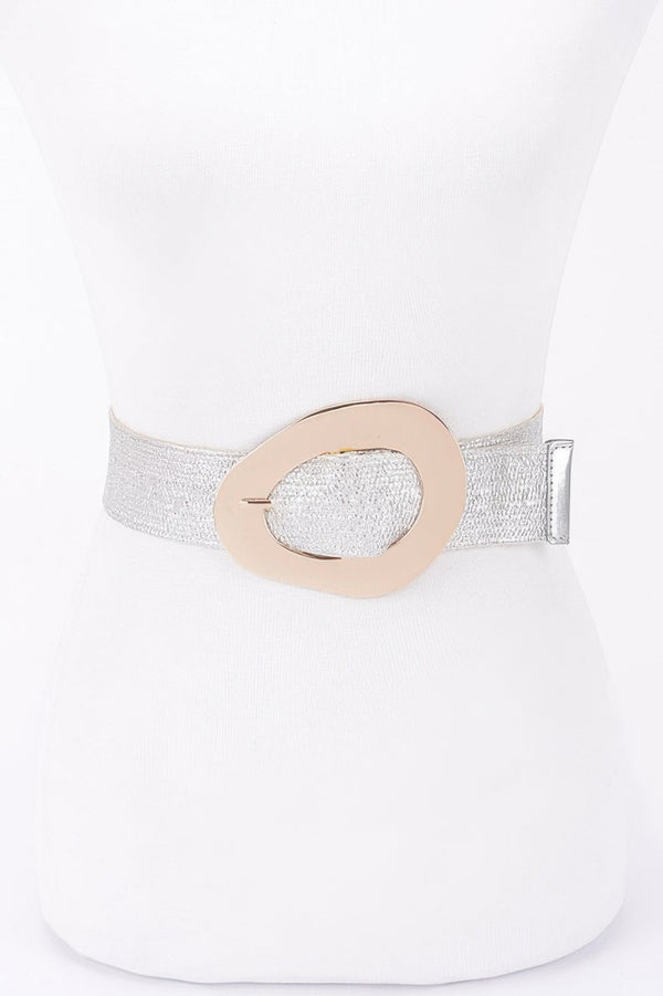 Vintage Buckle Metallic Stretch Straw Plussizebelt - | SmartBuyApparel