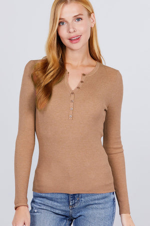 Viscose Henley Sweater - Women's sweater - SmartBuyApparel