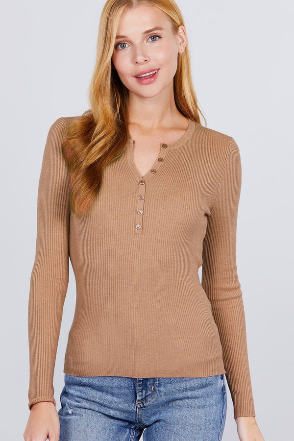 Viscose Henley Sweater - Women's sweater - SmartBuyApparel