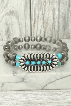 Western Concho Turquoise Bead Bracelet - | SmartBuyApparel