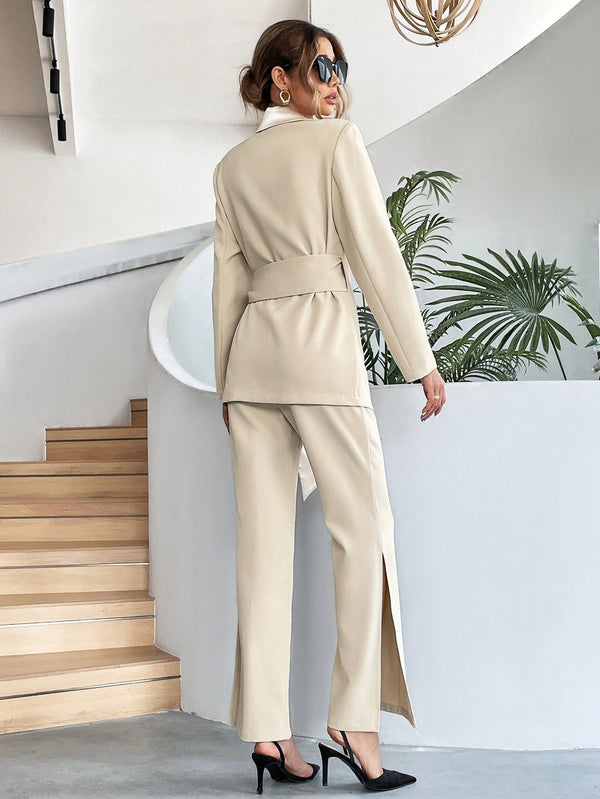 Zepri Tie - on Blazer & Split Pants - SmartBuyApparel - Women Suit Sets