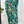 Lady Women's Printed Batwing Sleeve Split Hem Top And Wide Leg Pants Set (Green)