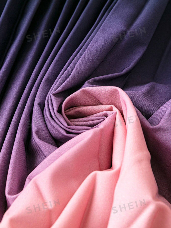 LUNE Plus Size Women's Gradient Color Pleated Skirt