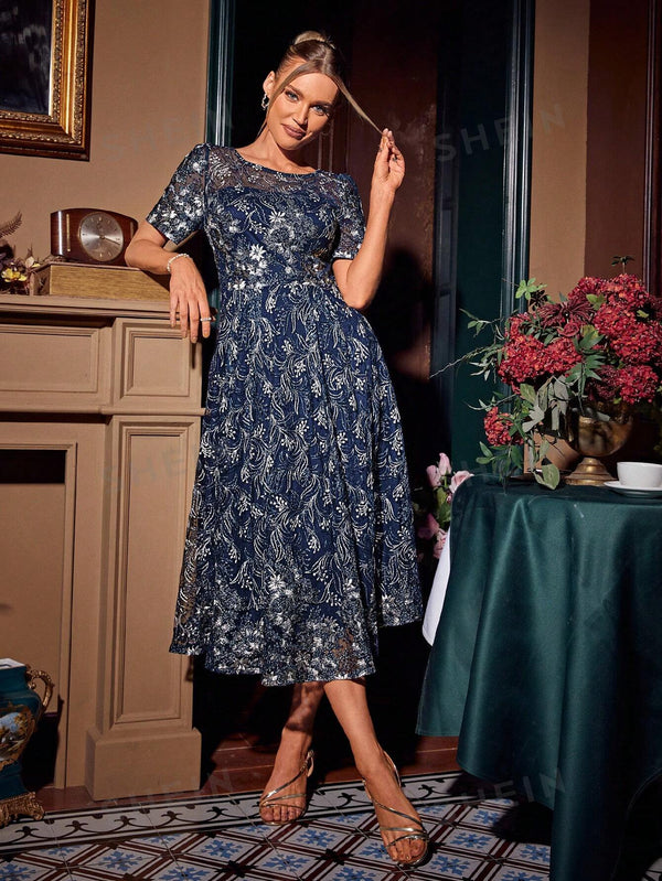 Simplee Ladies' Elegant Floral Print Dress