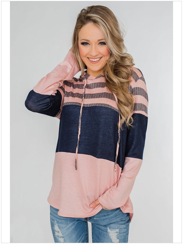 Soft Girl Aesthetic Fashion Long Sleeve shirt Casual Striped Hooded