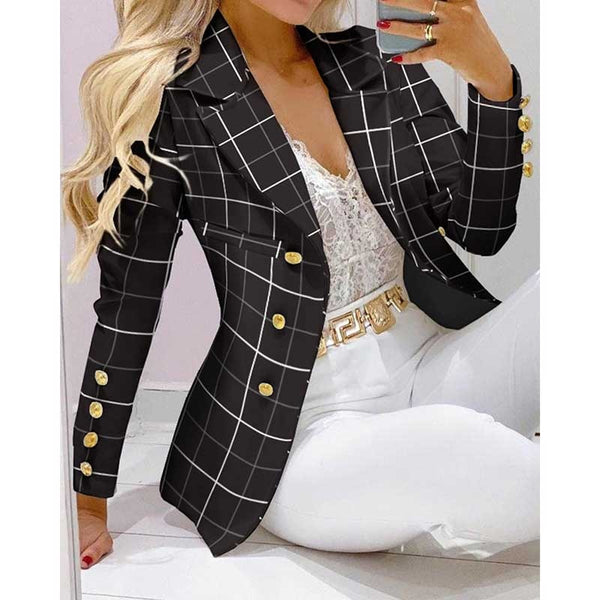 Two Piece Set Outfit Lapel Collar Double Breasted Blazer Suit Pants Set Tiger Head Print Suit