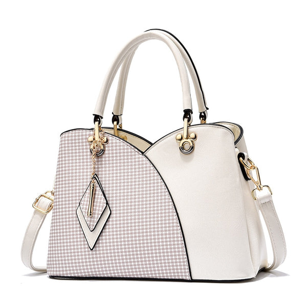 Newposs PU Leather Large Capacity Woman Handbag Grid Shoulder Bag Fashion Casual Luxury Designer Patchwork Crossbody Pack